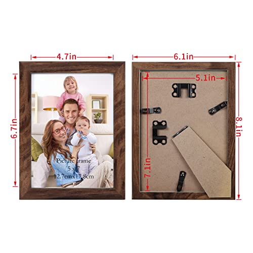 Giftgarden 5x7 Picture Frame Brown Set of 12, Multi Rustic Walnut Wood-Color 5 by 7 Photo Frames Bulk for Wall or Tabletop Display