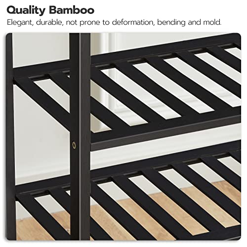 HOOBRO Shoe Rack, 5-Tier Shoe Rack for Entryway, 29.5" L x 11.8" W x 31.5" H, Holds 16-20 Pairs of Shoes, Multifunctional Bamboo Shoe Shelf Storage, Stable and Study, for Closet, Black, BB70XJ01