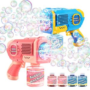 eaglestone 2 bubble guns for toddlers, automatic bubble machine for kids, bubble blower w/ 4 bottles bubble solution refill & led lights, bubbles party favors for summer outdoor toy birthday gifts
