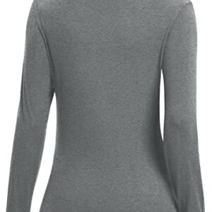 Urban CoCo Womens Crewneck Slim Fitted Long Sleeve T-Shirt Solid Tight Tunic Tops (Dark Grey, XL)