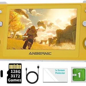 RG505 Handheld Game Console , Android 12 System Unisoc Tiger T618 CPU 4.95 Inch OLED Touch Screen with 128G TF Card 3172 Games Support 5G WiFi 5.0 Bluetooth (Yellow)