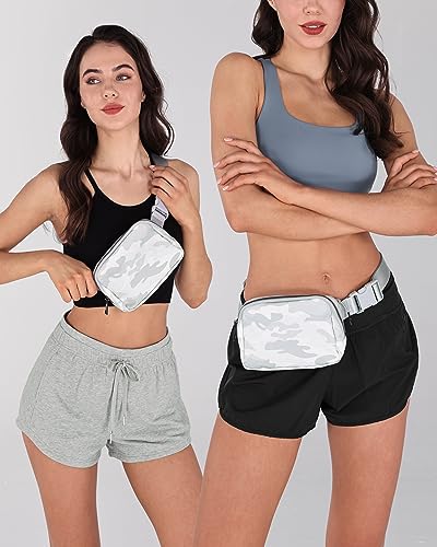 ODODOS Unisex Mini Belt Bag with Adjustable Strap, Pattern Small Fanny Pack for Workout Running Traveling Hiking, White Camo