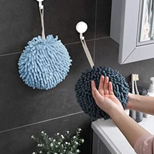 Sophie & Panda Fuzzy Ball Towel (Set of 2) Light and Dark Blue - Dry Your Hand Instantly conveniently with This Creative Bath Towel Set Decorative Towels for Bathroom (Pack of 2)
