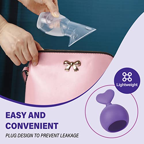 Amplim Gen-2 Silicone Breast Milk Collector | 1-Pack Food Grade Travel Manual Breast Pump with Breastfeeding Milk Saver Stopper | FSA HSA Eligible, BPA PVC Lead Phthalate Free | 4oz/100ml Purple