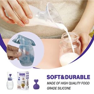 Amplim Gen-2 Silicone Breast Milk Collector | 1-Pack Food Grade Travel Manual Breast Pump with Breastfeeding Milk Saver Stopper | FSA HSA Eligible, BPA PVC Lead Phthalate Free | 4oz/100ml Purple