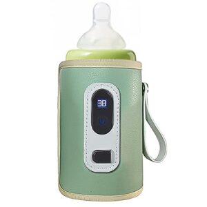 portable bottle warmer for travel, portable bottle warmer for breastmilk with lcd display, baby bottle warmer for baby milk, thermostatic bottle cover for home, outside, car (green)