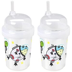 nuspin kids 8 oz zoomi straw sippy cup, space explorers style, 2 pack