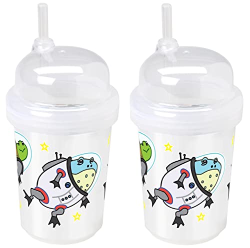 nuSpin Kids 8 oz Zoomi Straw Sippy Cup, Space Explorers Style, 2 pack