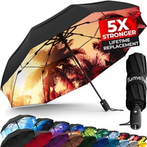 tumella unbreakable windproof travel umbrella (light, beautiful & superior), 2023 ultra-flex tech, compact, small, portable, automatic, strong, durable, premium grip, vibrant designs, folding umbrella