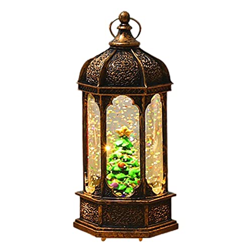 Christmas Snow Globe Water Lantern, White Sparkly Snow Globe Lantern, Santa Claus Snowman Christmas Tree Decoration LED Lanterns for Home