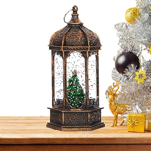 Christmas Snow Globe Water Lantern, White Sparkly Snow Globe Lantern, Santa Claus Snowman Christmas Tree Decoration LED Lanterns for Home