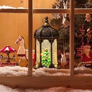 Christmas Snow Globe Water Lantern, White Sparkly Snow Globe Lantern, Santa Claus Snowman Christmas Tree Decoration LED Lanterns for Home