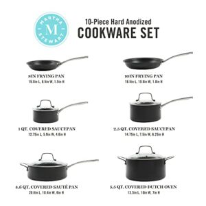 Martha Stewart Bosworth 10 Piece Hard Anodized Nonstick Aluminum Cookware Set - Black