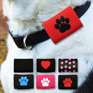 dapper dog pet tag silencer and airtag holder (red with black paw)