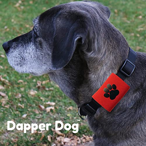 Dapper Dog Pet Tag Silencer and AirTag Holder (Red with Black Paw)