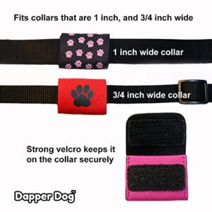 Dapper Dog Pet Tag Silencer and AirTag Holder (Red with Black Paw)