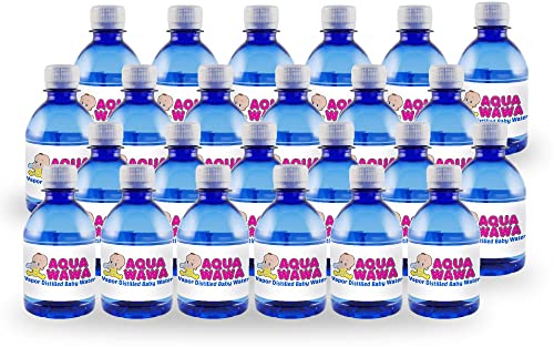 AQUAWAWA Nursery Water For Babies 24 Pack 8 oz Bottles Purified Vapor Distilled | Fresh Single Serve| Lightweight For Diaper Bag | BPA, Fluoride, Chemical and Mineral Free | Dr Recommended, Baby Safe, Clean, FRESH