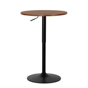 magshion 23.5'' round pub table, 360 degree swivel cocktail bar table with black leg, adjustable height range 27.5"-36" for living room kitchen (brown)