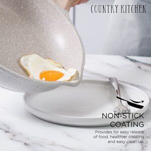 Country Kitchen Nonstick Induction Cookware Sets - 11 Piece Nonstick Cast Aluminum Pots and Pans with BAKELITE Handles - Induction Pots and Pans with Glass Lids -Cream