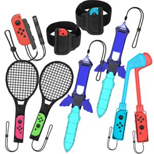 numskull nintendo switch sports pack mega bundle - designed for oled lite console users - golf clubs, arm bands, rackets and more - gamer controller accessory