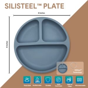 BraveJusticeKidsCo. | SiliSteel™ 3 Pack Silicone Plate for Kids and Toddlers | Baby-led feeding | Patent Pending (Citadel)