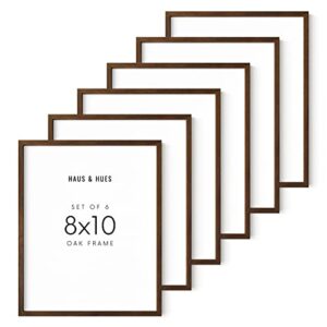 haus and hues 8x10 picture frame set of 6-8x10 frames set of 6, dark wood picture frames set, 6 8x10 picture frames for wall, 8x10 frames bulk 8x10 picture frames for 8x10 (walnut oak frame)