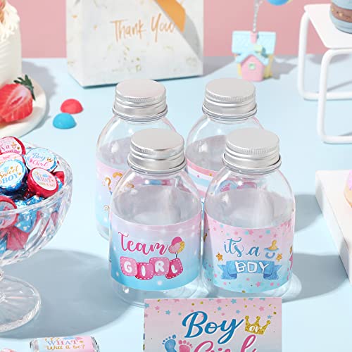 39 Pieces Baby Gender Reveal Water Bottle Labels Gender Reveal Party Favors Baby Shower Water Bottle Stickers Wrappers Waterproof He or She Baby Shower Labels for Baby Gender Reveal Party Decoration