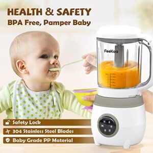 Feekaa Baby Food Blender, Baby Food Maker Steamer and Blender, 6 in 1 Puree Maker 20OZ Warmer Mills Machine, Self Cleans, Auto Cooking, Gift for Baby Shower, Mom, Kids