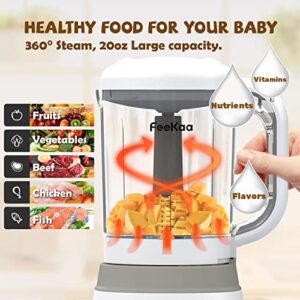 Feekaa Baby Food Blender, Baby Food Maker Steamer and Blender, 6 in 1 Puree Maker 20OZ Warmer Mills Machine, Self Cleans, Auto Cooking, Gift for Baby Shower, Mom, Kids