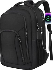 booeudi laptop backpack 17.3 inch tsa friendly large travel backpack for men women business carry on backpack with usb charging port anti theft computer bag, black