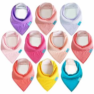 Happy Kids Daycare Baby bib 100% organic cotton 10 bibs pack , bandana, drooling bib for teething, absorbent, soft, sensitive skin (My sunshine)