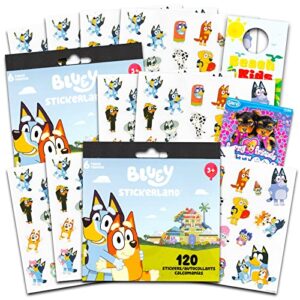 bluey party favors bundle - 240 bluey stickers featuring bluey, bingo, bandit, and more plus temporary tattoos, door hanger | bluey party supplies