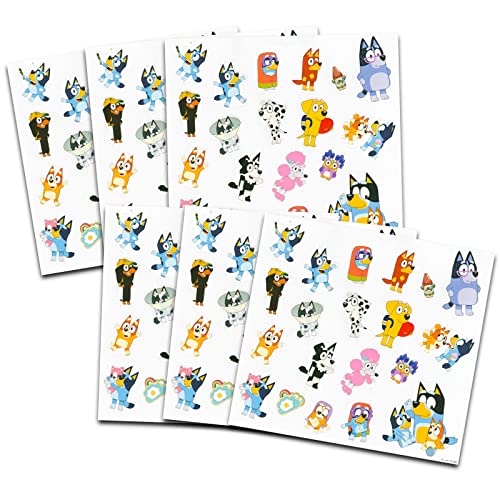 Bluey Party Favors Bundle - 240 Bluey Stickers Featuring Bluey, Bingo, Bandit, and More Plus Temporary Tattoos, Door Hanger | Bluey Party Supplies