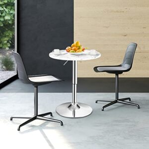 TUOCHUFUN Round Cocktail Bistro High Table with Black Top and Base，360° Swivel Cocktail Pub Table with Sliver Leg for Home, Bar Table (White)