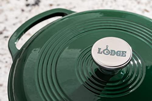 Lodge Enameled Cast Iron Dutch Oven, 6 Qt, Evergreen & Enameled Cast Iron & Ceramic Stoneware Care Kit