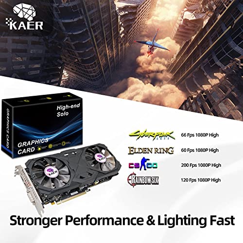 KAER RX580 8GB Graphics Card GDDR5 256bit Computer Graphics Card with Dual Fans 1284/7000MHz,PCI Express 3.0 Gaming Graphics Card, DVI HDMI DP Desktop