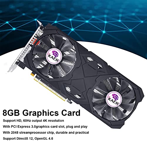 KAER RX580 8GB Graphics Card GDDR5 256bit Computer Graphics Card with Dual Fans 1284/7000MHz,PCI Express 3.0 Gaming Graphics Card, DVI HDMI DP Desktop