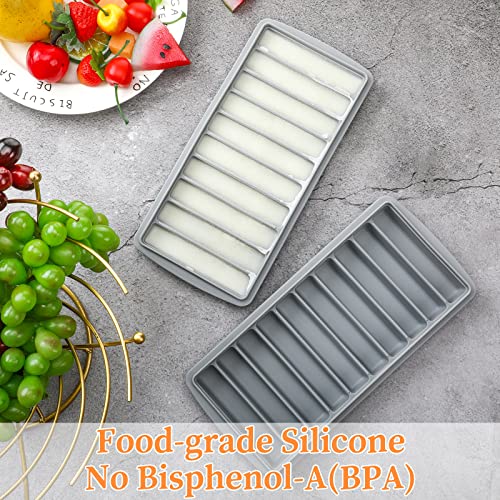 2 Pieces Breastmilk Storage Container Baby Food Milk Silicone Freezer Trays with Lid Breastmilk Freezer Tray Organizer Ice Trays Silicone Breastmilk Storage Bag Tray 10-1 oz Bars (Gray)