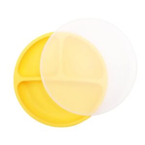 suction plates for babies | 100% silicone with lid | divided design | microwave & dishwasher safe
