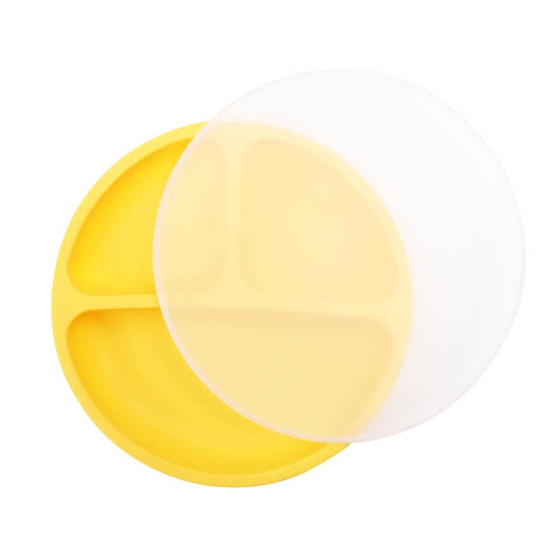 Suction Plates for Babies | 100% Silicone with Lid | Divided Design | Microwave & Dishwasher Safe