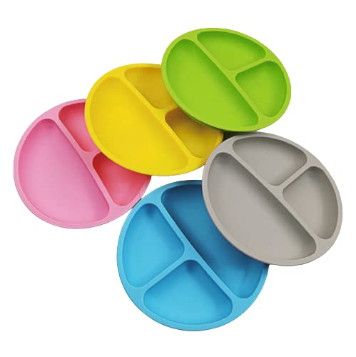 Suction Plates for Babies | 100% Silicone with Lid | Divided Design | Microwave & Dishwasher Safe