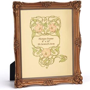giftgarden 8x10 vintage gold picture frame, antique bronze ornate 8 by 10 photo frame for tabletop display, classical victorian frame style