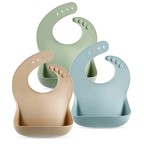 PandaEar Set of 3 Cute Silicone Baby Bibs & Silicone Baby Feeding Set