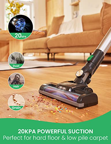 Vactidy Cordless Vacuum Cleaner, Lightweight Stick Vacuum with 20Kpa Suction, Detachable Battery, Max 35mins Runtime, 6 in 1 Handheld Vacuum Cordless for Hard Floor Carpet Pet Hair