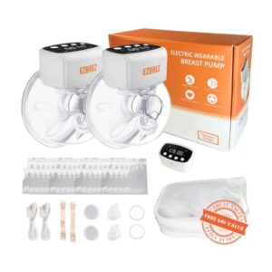 ezbrez 2023 upgraded wearable breast pump, 3 modes 9 levels, strong pumping, smart alarms, auto 30 min shut off, 22mm, 2 pack