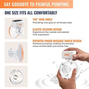 EZBREZ 2023 Upgraded Wearable Breast Pump, 3 Modes 9 Levels, Strong Pumping, Smart Alarms, Auto 30 Min Shut Off, 22mm, 2 Pack