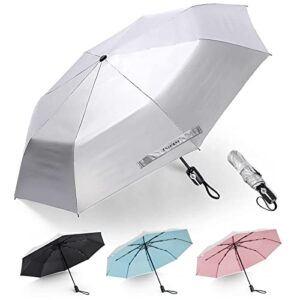 prospo upf 50+ uv block sun protection umbrella large compact folding travel umbrella 46 inch auto open close rain umbrella for women men
