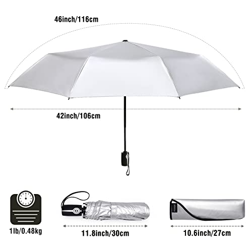 Prospo UPF 50+ UV Block Sun Protection Umbrella Large Compact Folding Travel Umbrella 46 Inch Auto Open Close Rain Umbrella for Women Men