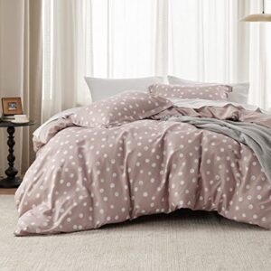 bedsure twin/twin xl duvet cover dorm bedding - reversible polka dot twin/twin extra long duvet cover set, pink bedding set, 1 duvet cover (68"x90") with zipper closure and 1 pillow sham (20"x26")