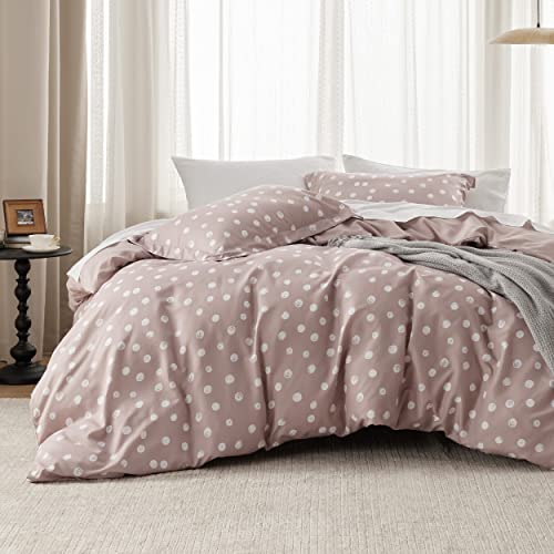 Bedsure Twin/Twin XL Duvet Cover Dorm Bedding - Reversible Polka Dot Twin/Twin Extra Long Duvet Cover Set, Pink Bedding Set, 1 Duvet Cover (68"x90") with Zipper Closure and 1 Pillow Sham (20"x26")